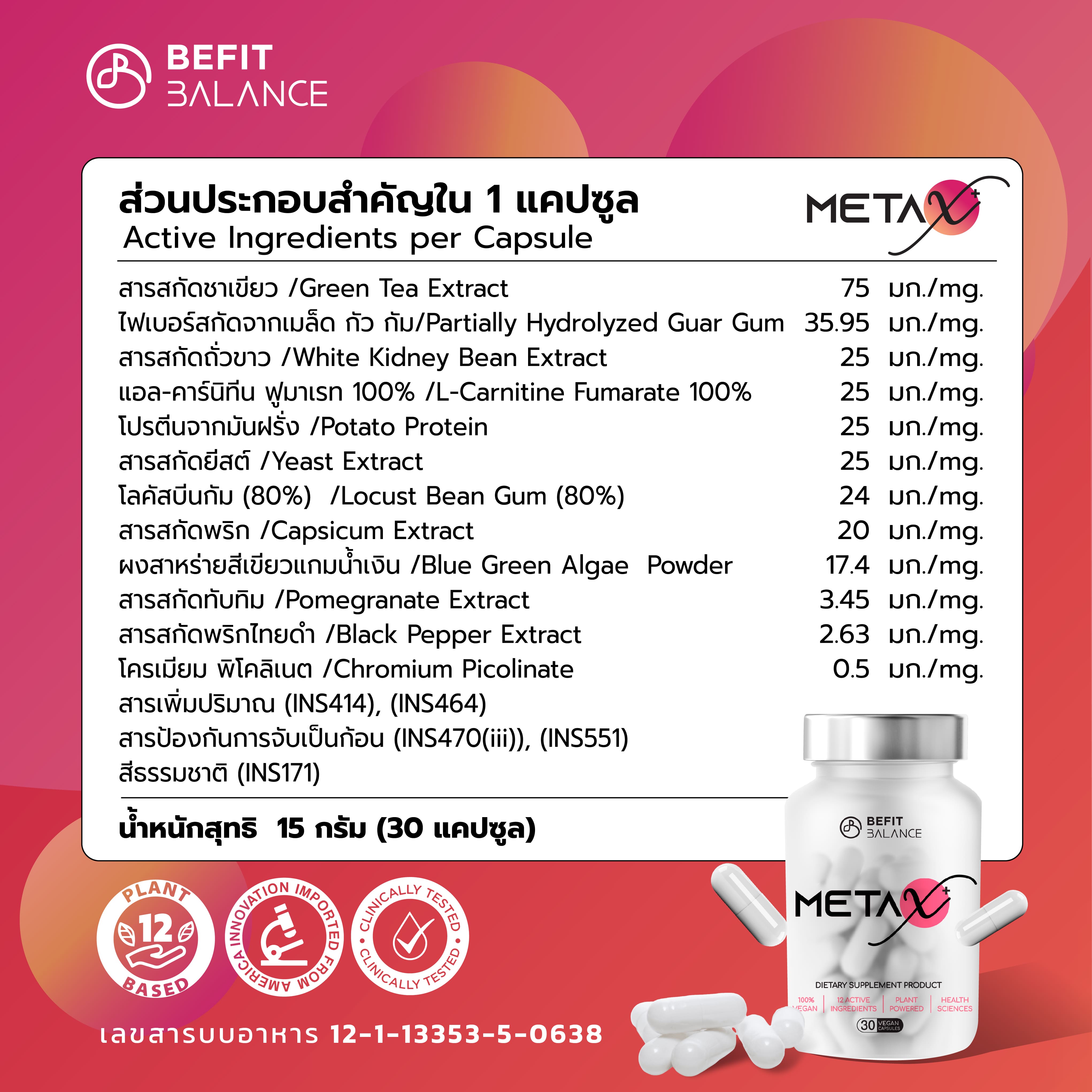 Bundle Set - Meta-X 2 Boxes สารสกัดธรรมชาติที่สำคัญกว่า 12 ชนิด 30 แคปซูล เร่งเผาผลาญ ลดการทานจุกจิก ปรับฮอร์โมนเลปติน