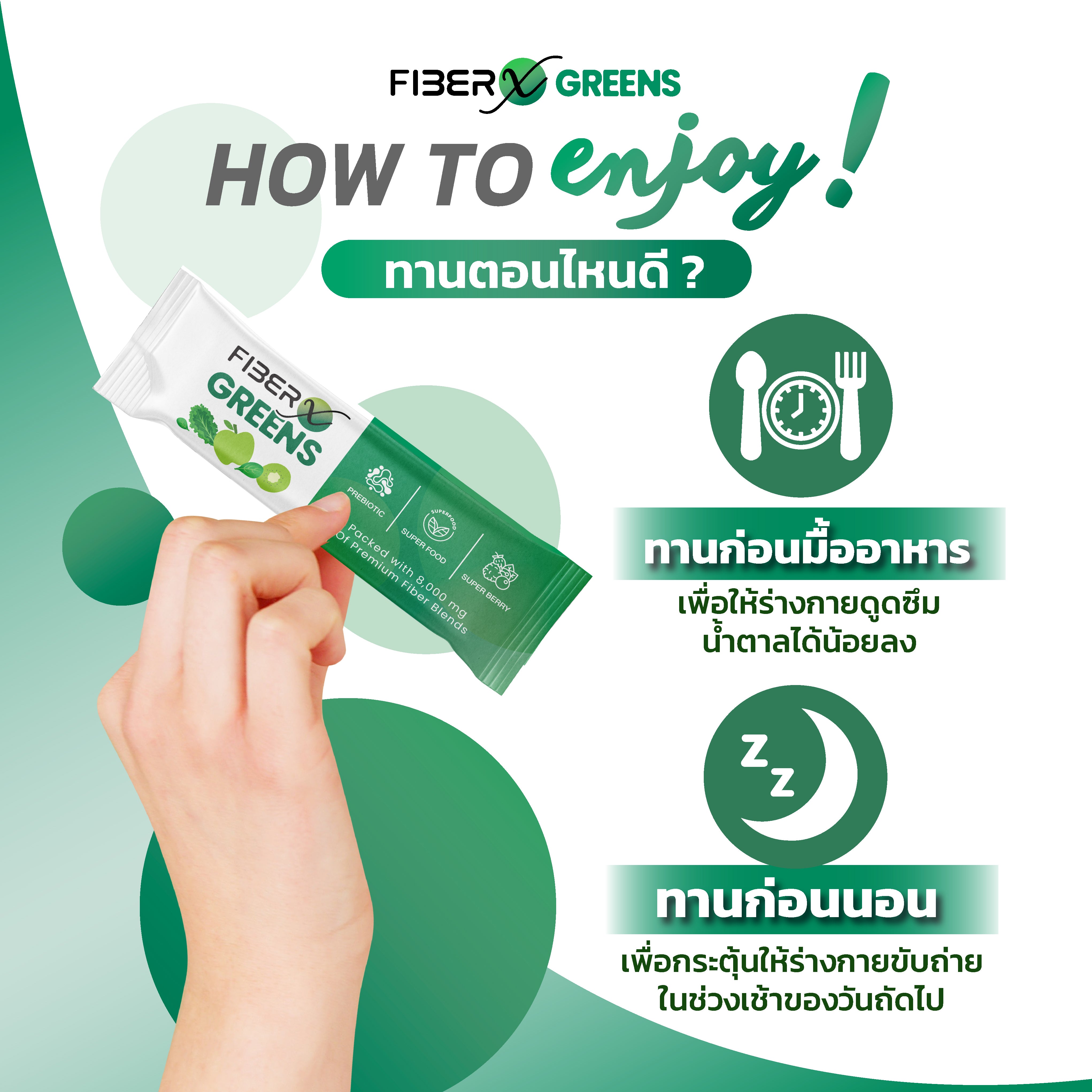 Fiber-X Greens ไฟเบอร์หลากหลายชนิด รสกีวี และแอปเปิ้ล