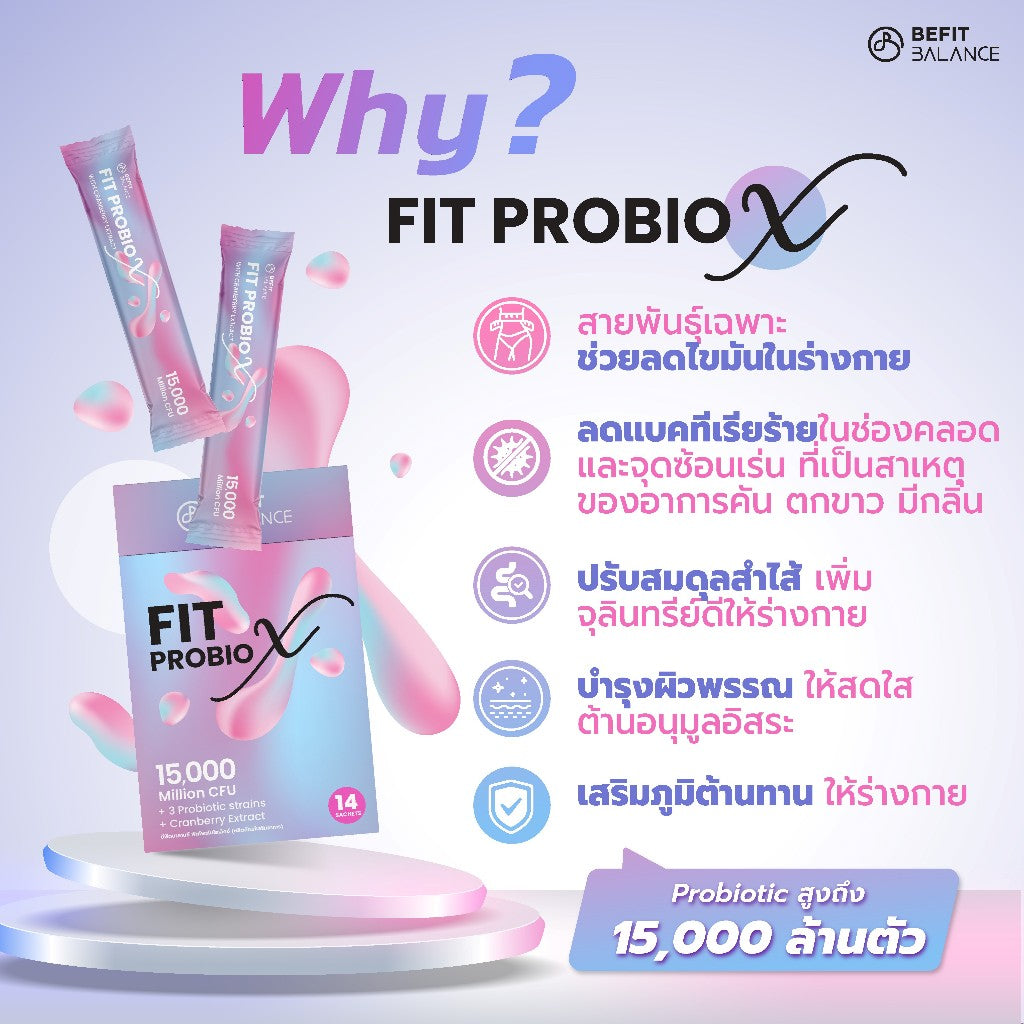 FITPROBIO X 14 SACHETS โพรไบโอติกส์ Probiotic สำหรับผู้หญิง ปรับสมดุลลำไส้ ลดไขมัน ดูแลจุดซ่อนเร้น