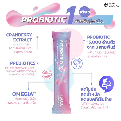 FITPROBIO X 14 SACHETS โพรไบโอติกส์ Probiotic สำหรับผู้หญิง ปรับสมดุลลำไส้ ลดไขมัน ดูแลจุดซ่อนเร้น