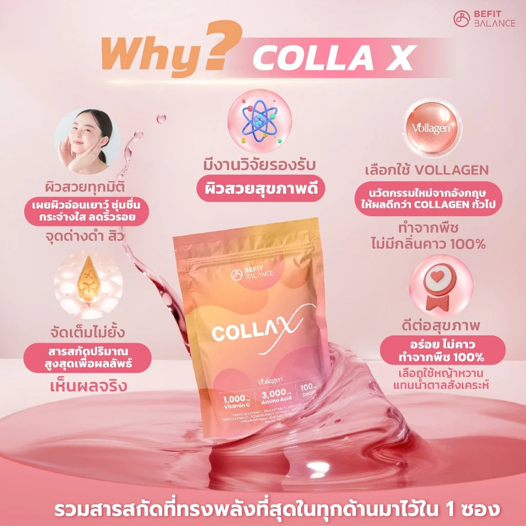 COLLA X 75 g คอลลาเจนจากพืข รสพีช คืนความอ่อนเยาว์ ปรับสีผิวให้ขาว กระจ่างใส ล็อคความชุ่มชื่น ให้ผิวนุ่ม